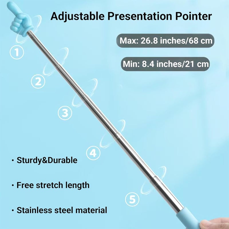 LVVXIXI Retractable Classroom Pointer, Pink Teacher Pointer Finger, Pointer Classroom Supplies for Elementary School Teachers, Kindergarten Teachers, Office Presentation Training - Image 2